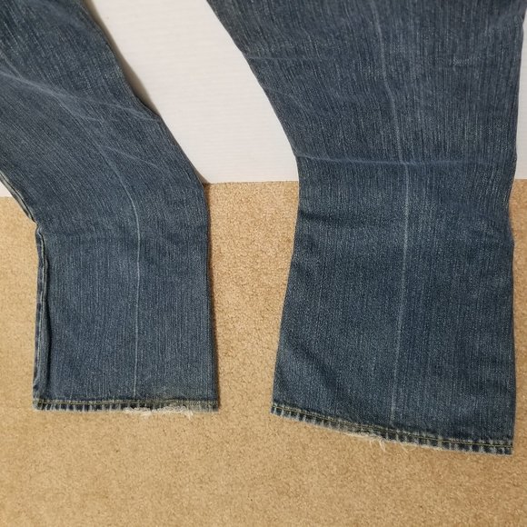 7FAM jeans 26 flare denim lightly distressed dirty aged wash U076004U-004U Y2K - Picture 11 of 16